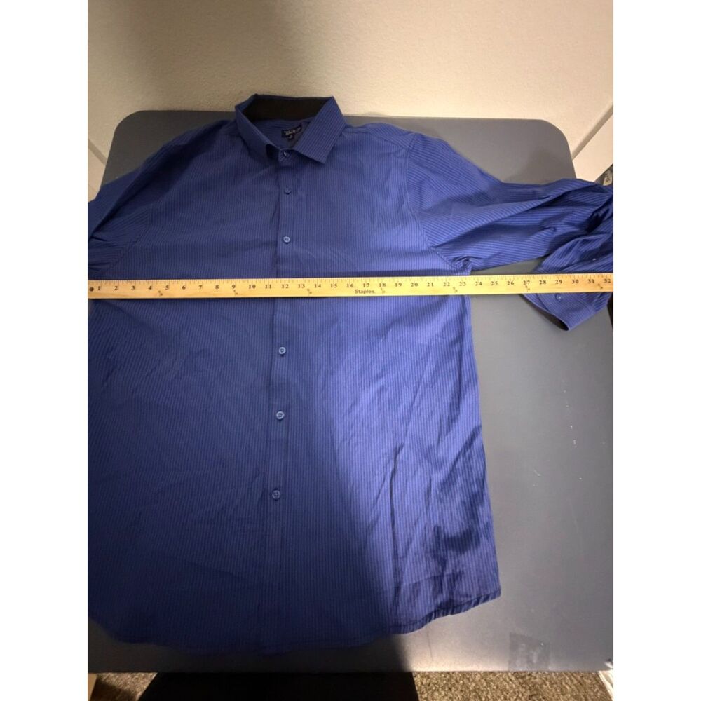 Galaxy Blue/Black stripe dress shirt XL